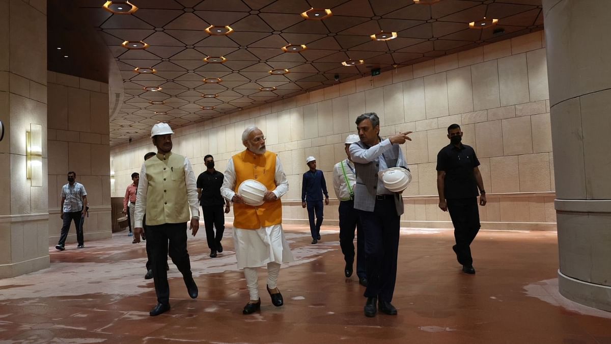 Prime Minister Narendra Modi will on May 28 dedicate to the nation the newly-constructed Parliament building. Credit: Twitter/@airnewsalerts