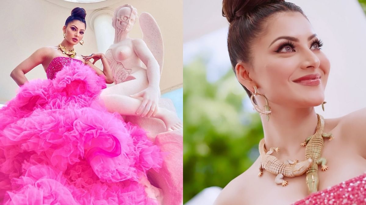 Urvashi Rautela stunned all in a hot pink gown with a statement necklace on the first day of the festival in France. Credit: Special Arrangement