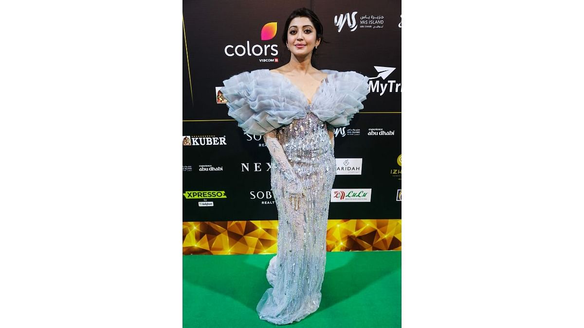 Actress Pranitha Subhash steals the show in a off-the-shoulder gown. Credit: AFP Photo