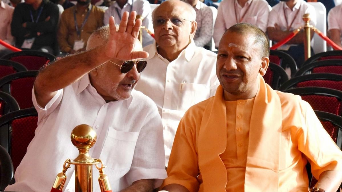Chief Minister of Uttar Pradesh Yogi Adityanath and Chief Minister of Gujarat Bhupendra Patel attend the inauguration ceremony of the New Parliament building, in New Delhi. IANS Photo