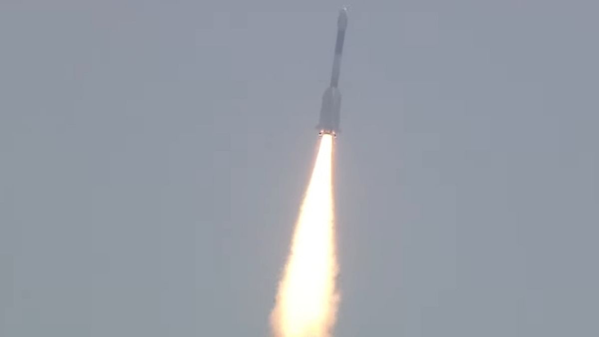 At the end of a 27.5 hour countdown, the 51.7 metre tall, 3-stage Geosynchronous Satellite Launch Vehicle lifted off at a prefixed time of 10.42 am from the second launch pad at this spaceport, situated about 130 km from Chennai. Credit: IANS Photo