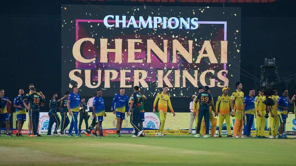 Under the stewardship of the iconic Mahendra Singh Dhoni, Chennai Super Kings embellished their already fabulous record in the IPL with a fifth title triumph, beating Gujarat Titans by five wickets in a thrilling summit showdown in Ahmedabad on May 30. Credit: IANS Photo