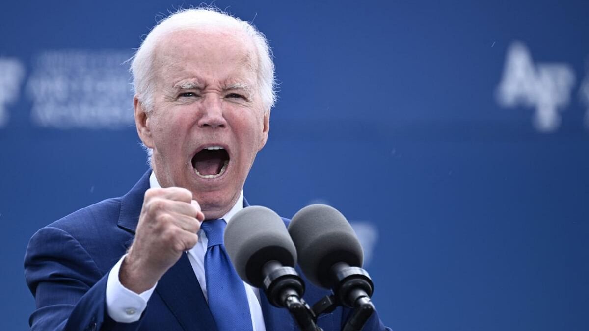 US President Joe Biden delivers the commencement address at the United States Air Force Academy, just north of Colorado Springs in El Paso County, Colorado, on June 1. Credit: AFP Photo