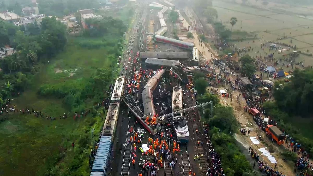 Reportedly, a total of 17 coaches of two trains were derailed in the deadly accident. Credit: PTI Photo