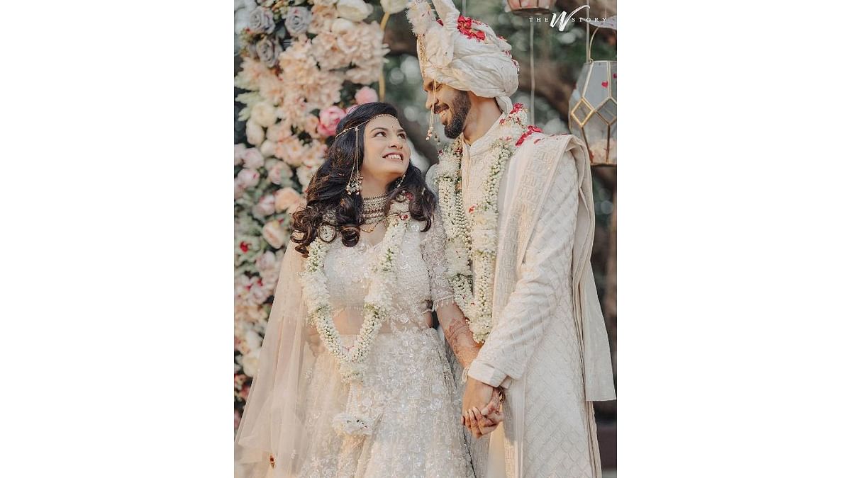 Ruturaj Gaikwad and Utkarsha Pawar look at each other with eyes full of love during their wedding ceremony. Credit: Instagram/@ruutu.131