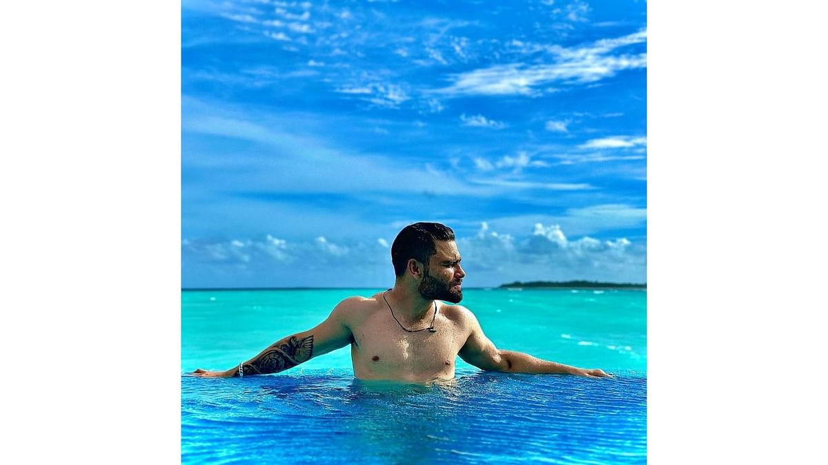 Cricketer Rinku Singh treated his fans with pictures of him from his exotic trip in the Maldives. Credit: Instagram/@rinkukumar12