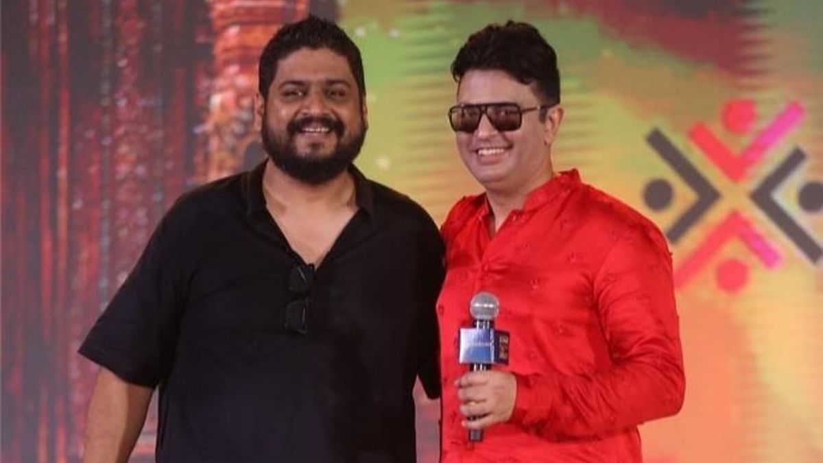 Director Om Raut with Managing Director of T-Series, Bhushan Kumar during the trailer launch. Credit: Special Arrangement