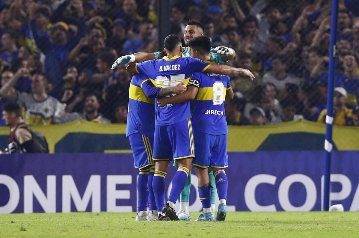 Boca Juniors players celebrate after win vs Colo Colo. Credit: Reuters Photo