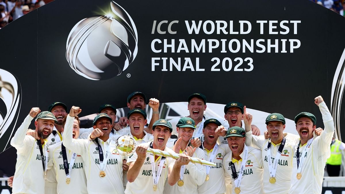 A fired-up Australia wasted little time in crushing Indian hopes of staging a final-day miracle as they clinched their maiden World Test Championship (WTC) mace at The Oval in London on June 11. Credit: Reuters Photo