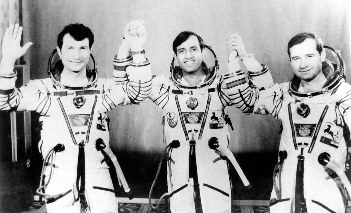 India’s Space odyssey began in 1962, with the founding of INCOSPAR, which  later became ISRO. India launched its first satellite, Aryabhata, in 1975, and  its own first rocket into space in 1981. In 1984, Sqn Ldr Rakesh Sharma  became the first Indian in space, aboard a Soviet spacecraft. When PM Indira  Gandhi asked Sharma, “How does Bharat look from space?”, Sharma replied,  “Saare Jahan Se Achha!”