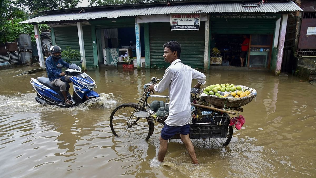 The situation in Assam remains worse due to the continuous rainfall in several parts of the state and nearby territories. Credit: PTI Photo