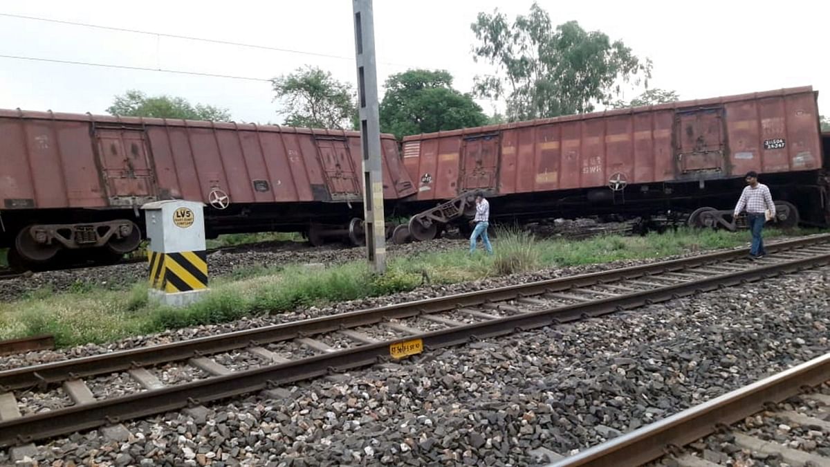 Several boggies derailed after two goods trains collided with each other near West Bengal's Bankura. Credit: PTI Photo