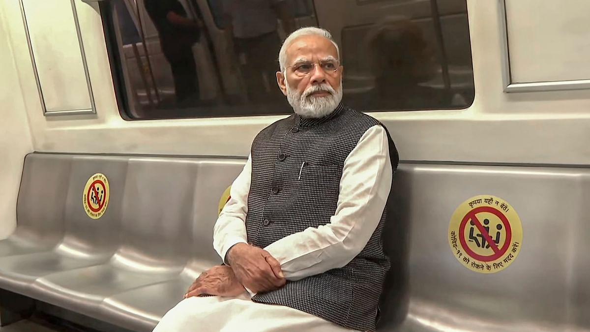 Prime Minister Narendra Modi on Friday (June 30) travelled on the metro to attend an event at Delhi University. Credit: PTI Photo