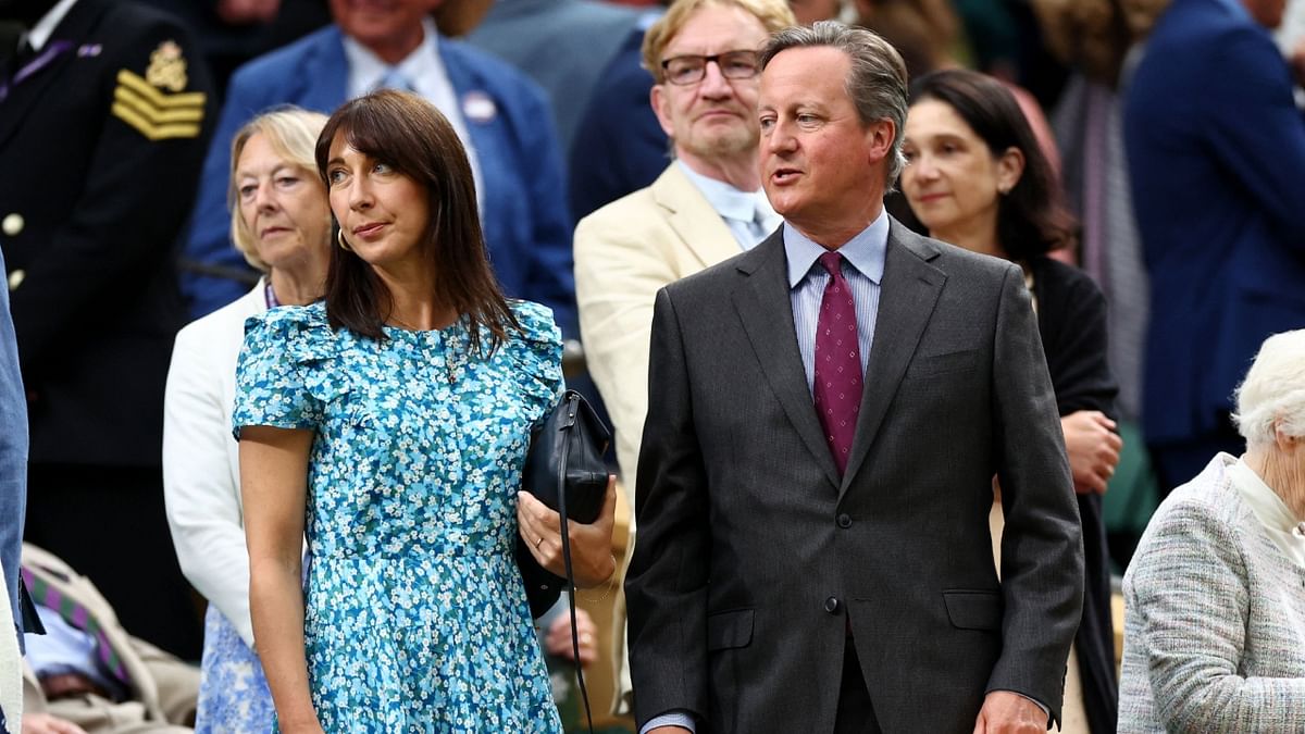 Former prime minister David Cameron and wife Samantha Cameron were also seen at the 2023 Wimbledon Open. Credit: Reuters Photo