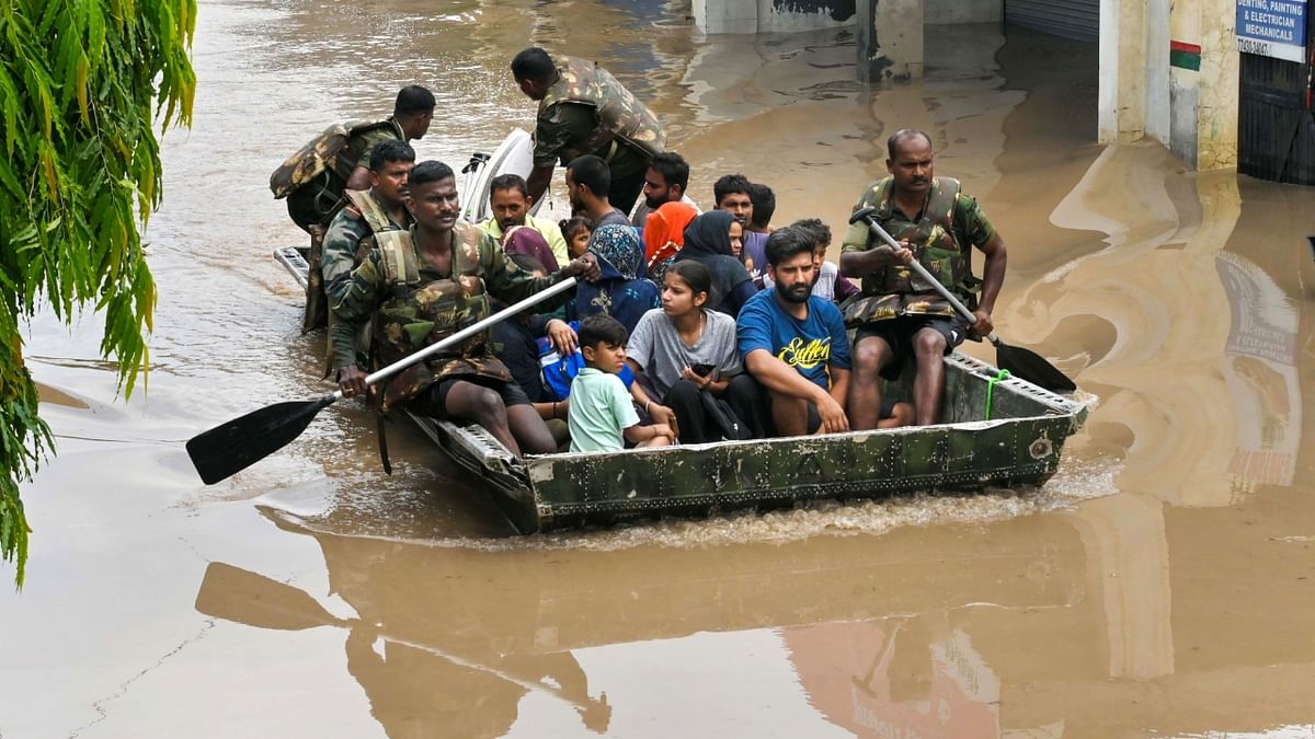 Relief measures under way in the affected areas of the two states. Credit: PTI Photo