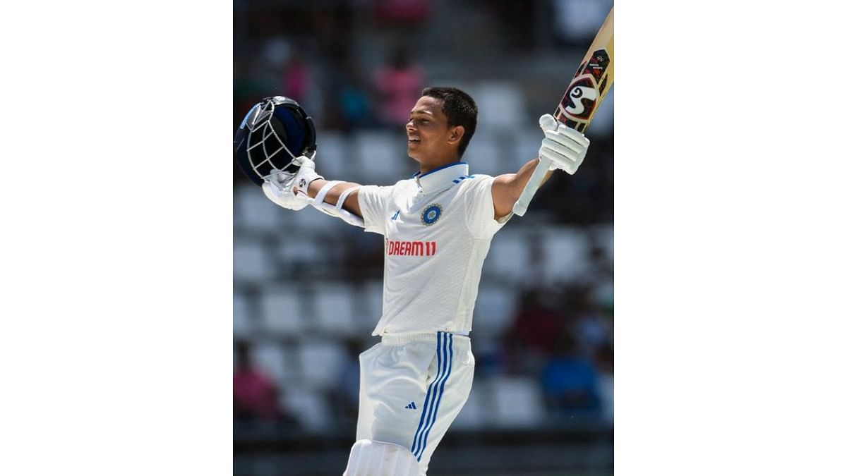 Yashasvi Jaiswal - 171 runs against West Indies in 2023. Credit: Twitter/@ybj_19