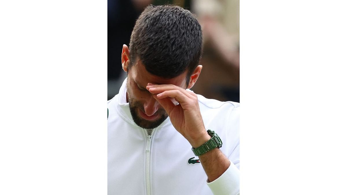 Serbia's Novak Djokovic looks dejected after losing his final match against Spain's Carlos Alcaraz. Credit: Reuters Photo