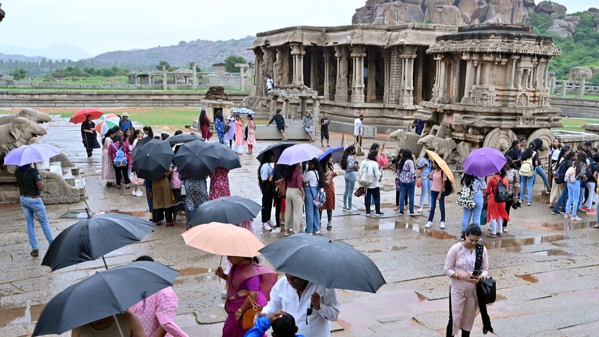 With its ancient ruins and historic temples, the UNESCO World Heritage Site of Hampi offers a unique charm. The beauty is further elevated by the onset of monsoon in Karnataka. Credit: DH Pool Photo