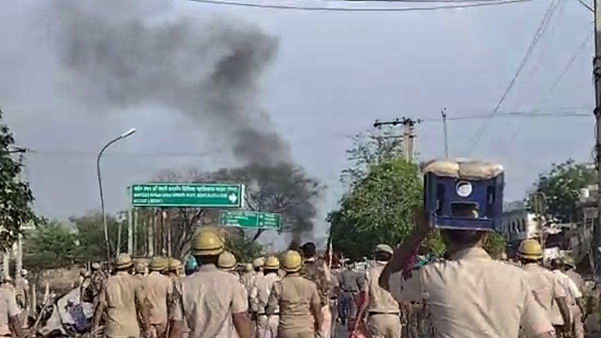 Authorities on Tuesday imposed a curfew in Haryana's Nuh where two home guards were killed and many others were injured after violence erupted over an attempt to stop a Vishwa Hindu Parishad procession on July 31. Credit: PTI Photo