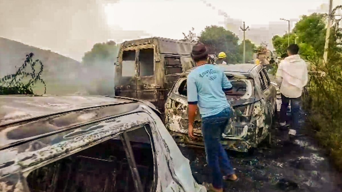 In Gurugram, a 26-year-old man was killed and a mosque set ablaze in Sector 57 as violence spread from neighbouring Nuh, the police said. Credit: PTI Photo