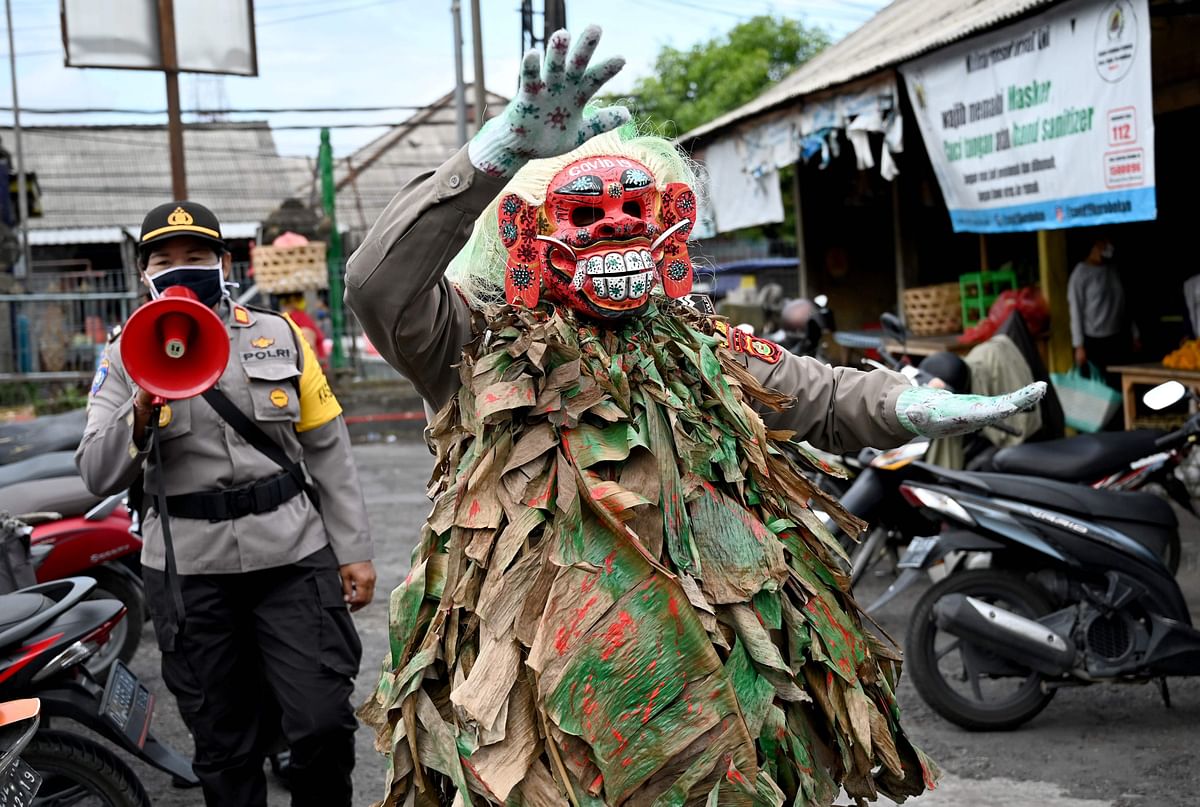The sight of masks worn in public spaces conjured up images of malevolent clowns and terrifying fictional villains. Credit: AFP file photo