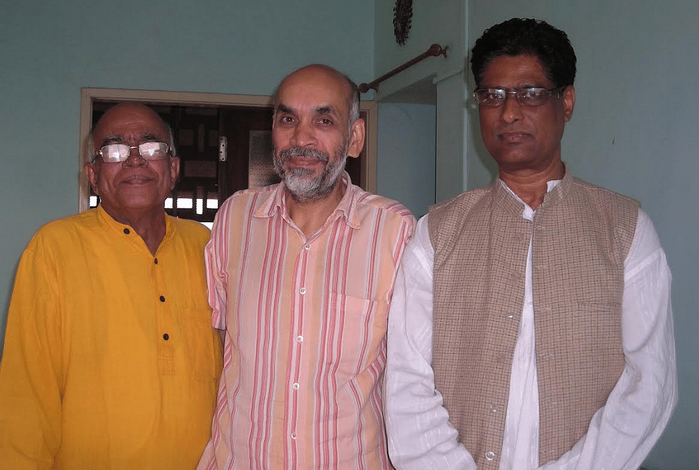 (From left) Music critic Prakash Burde and scientist Suresh Chandvankar helped the author with resources in Mumbai
