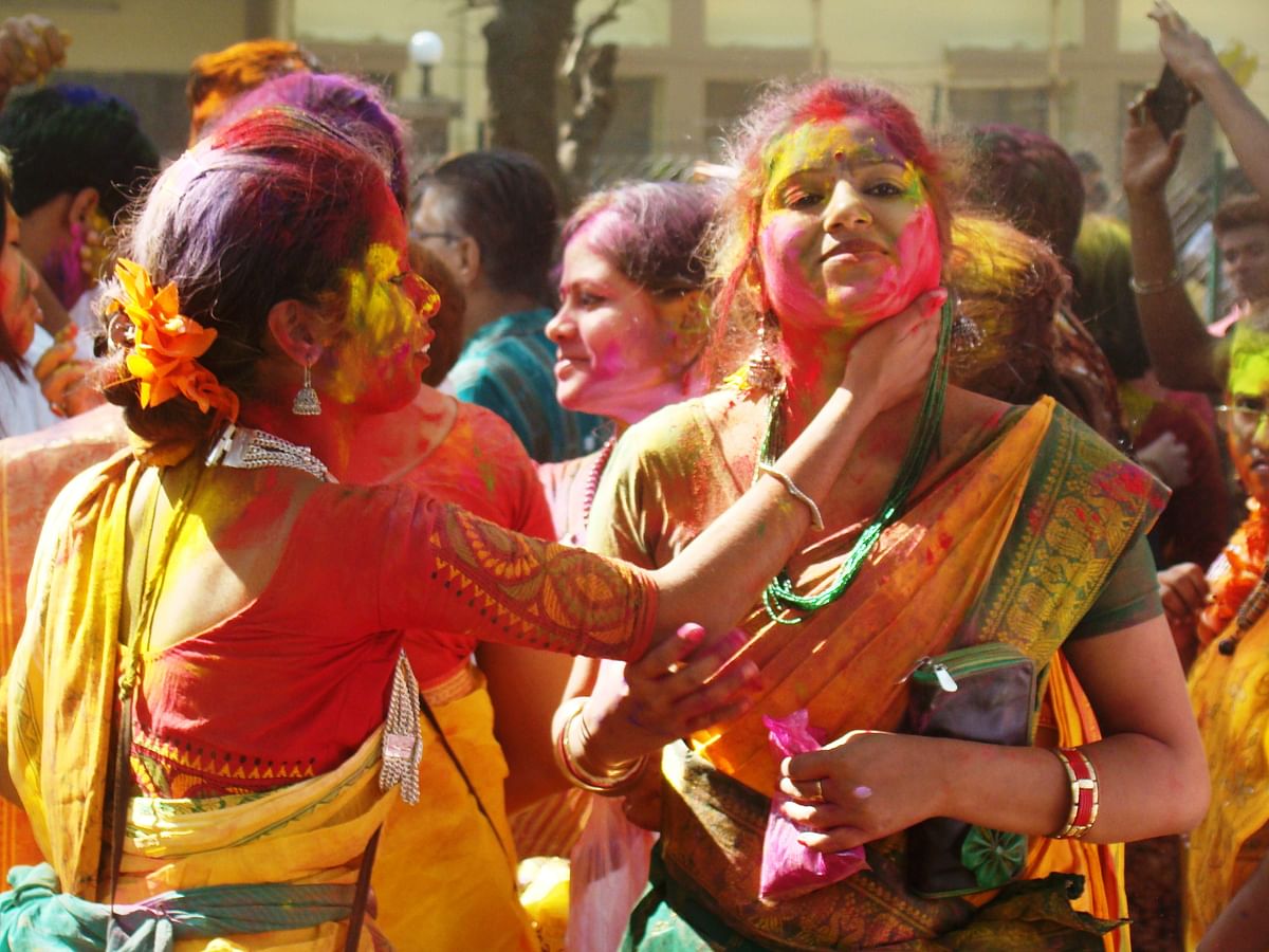 The breeding ground of art, culture and dance—Santiniketan in Bengal—is a picture of colour and happiness in spring. Photo credit: Ayandrali Dutta