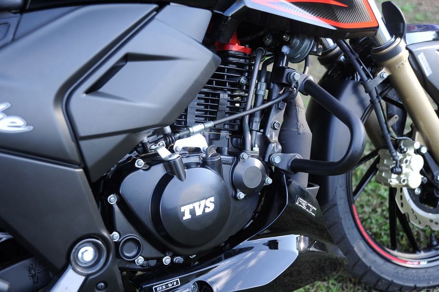 Engine detail of the TVS Apache RTR 200 4V. Picture credit: Pushkar V/ DH Photo
