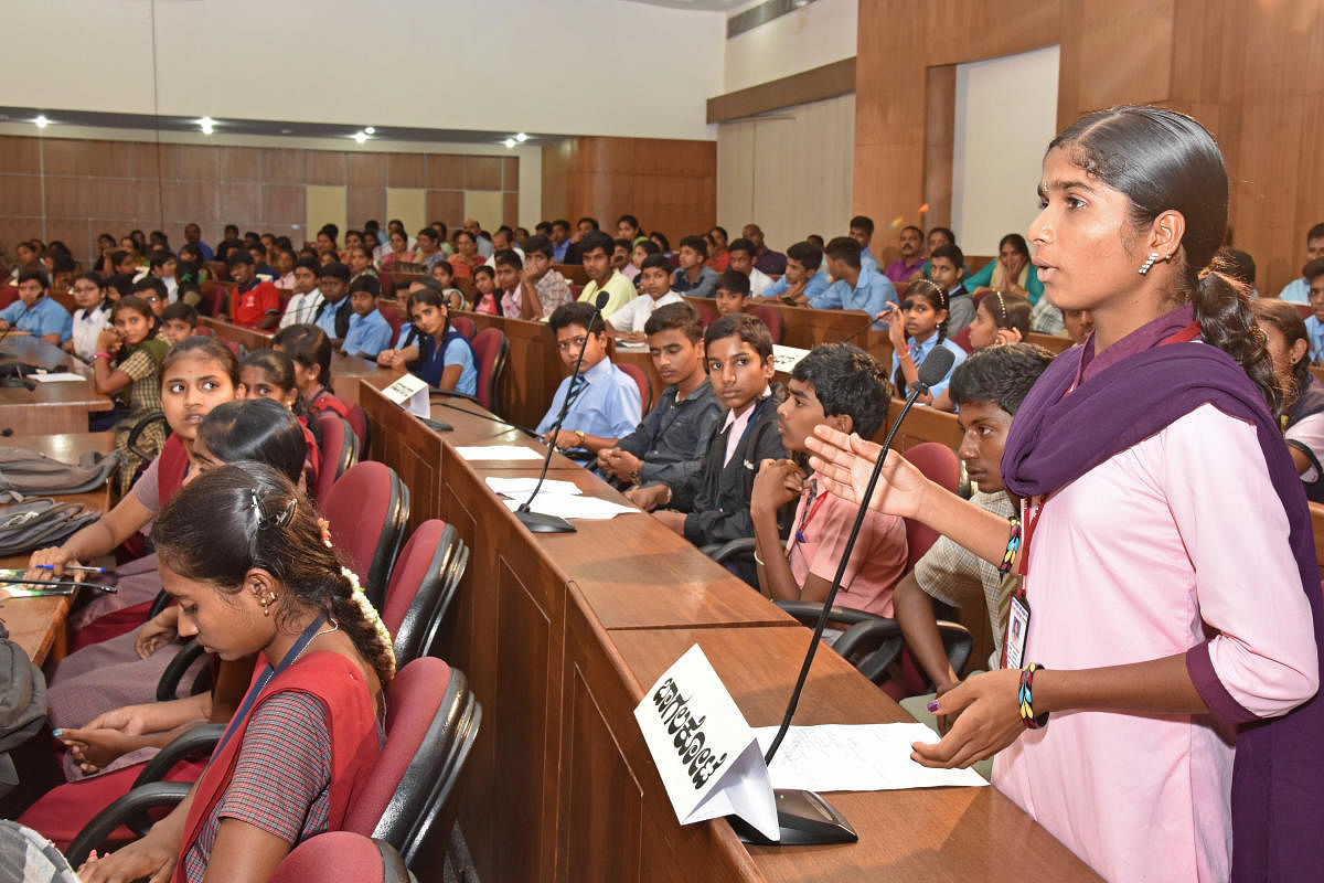Classes on public speaking, confidence building, language skills, life skills etc., should be held on a regular basis. DH Photo/ S K Dinesh