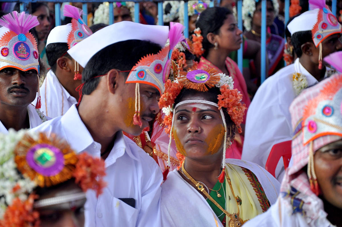 A view of the mass marriage ceremony of Devadasi children held at Kushtagi in Koppal district. photo by Bharat Kandakur