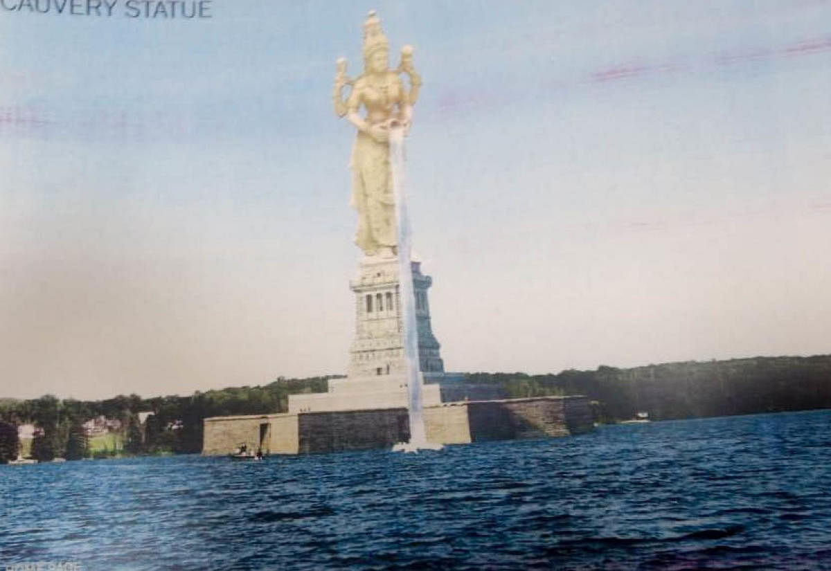 An artistic impression of the Cauvery statue released by the government.