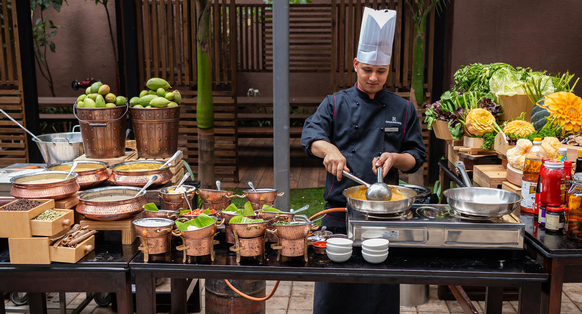 Chefs prepare delicacies in front of you at live counters at the Lush on Race Course Road.