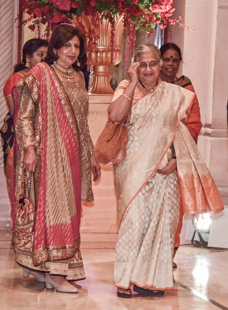 Kiran Mazumdar Shaw, Chairman and MD Biocon Limited, Sudha Murthy, Chairperson Infosys Foundation seen at the reception.