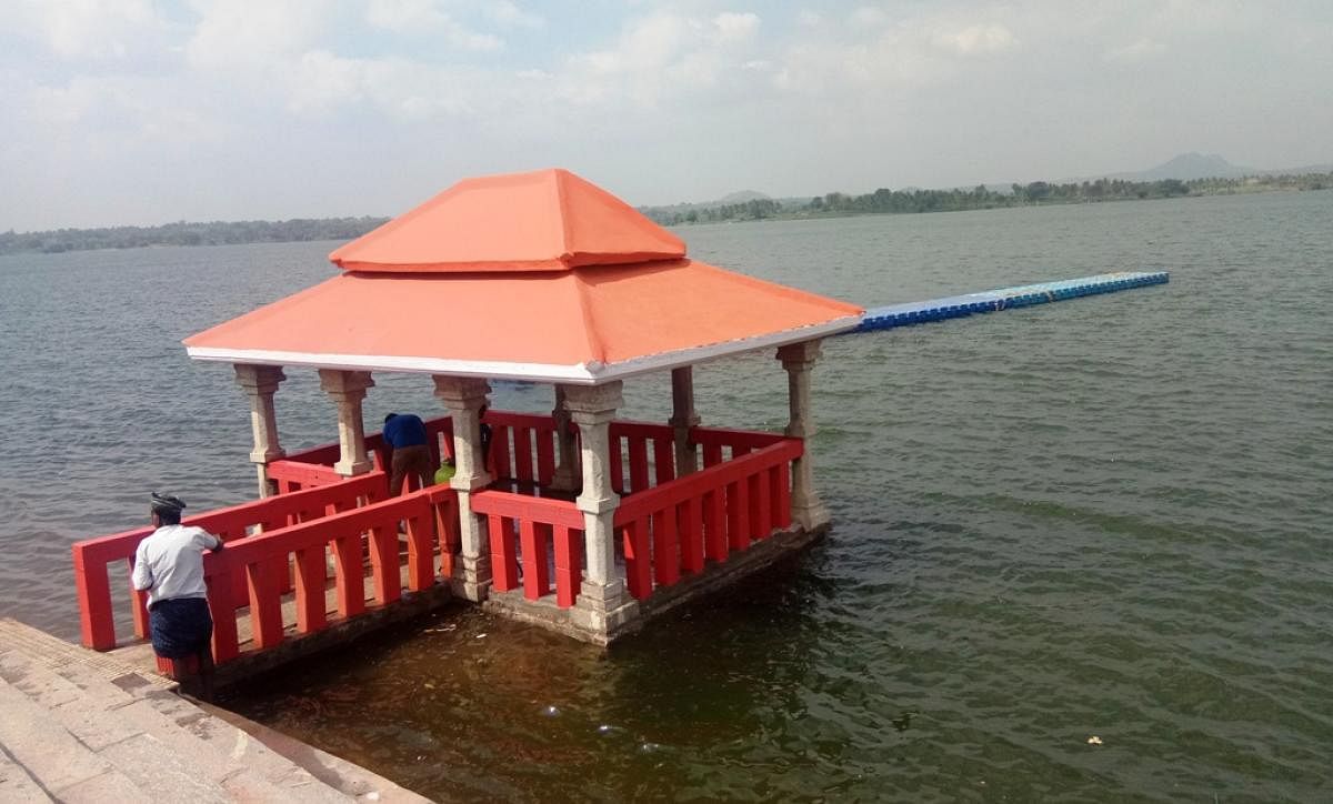A view of Thonnur lake near Pandavapura. 