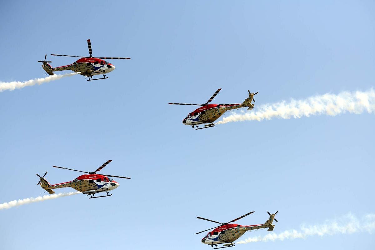 Air show by 118 helicopter unit of IAF, based in Guwahati on Thursday.