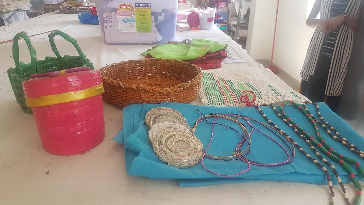 positive mindset Children with autism engaged in various activities at Pragati of Biswa Gouri Trust in Bengaluru; (left) various products made by the children. photos by author