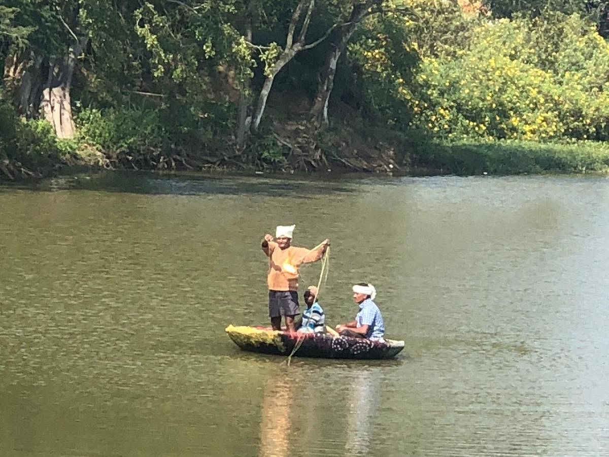 Fishing in the clean lake