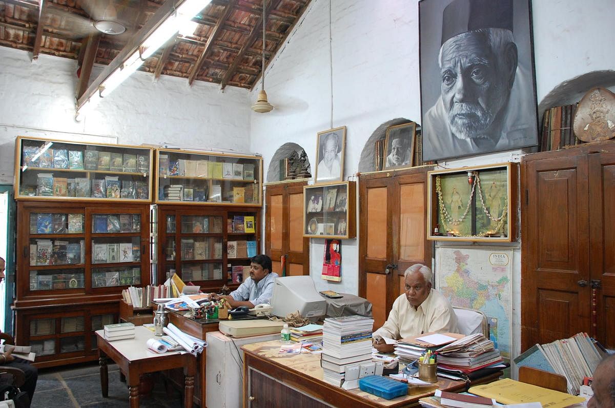 publisher Ramakant Joshi and Sameer Joshi at Manohar Granthamala, Dharwad.