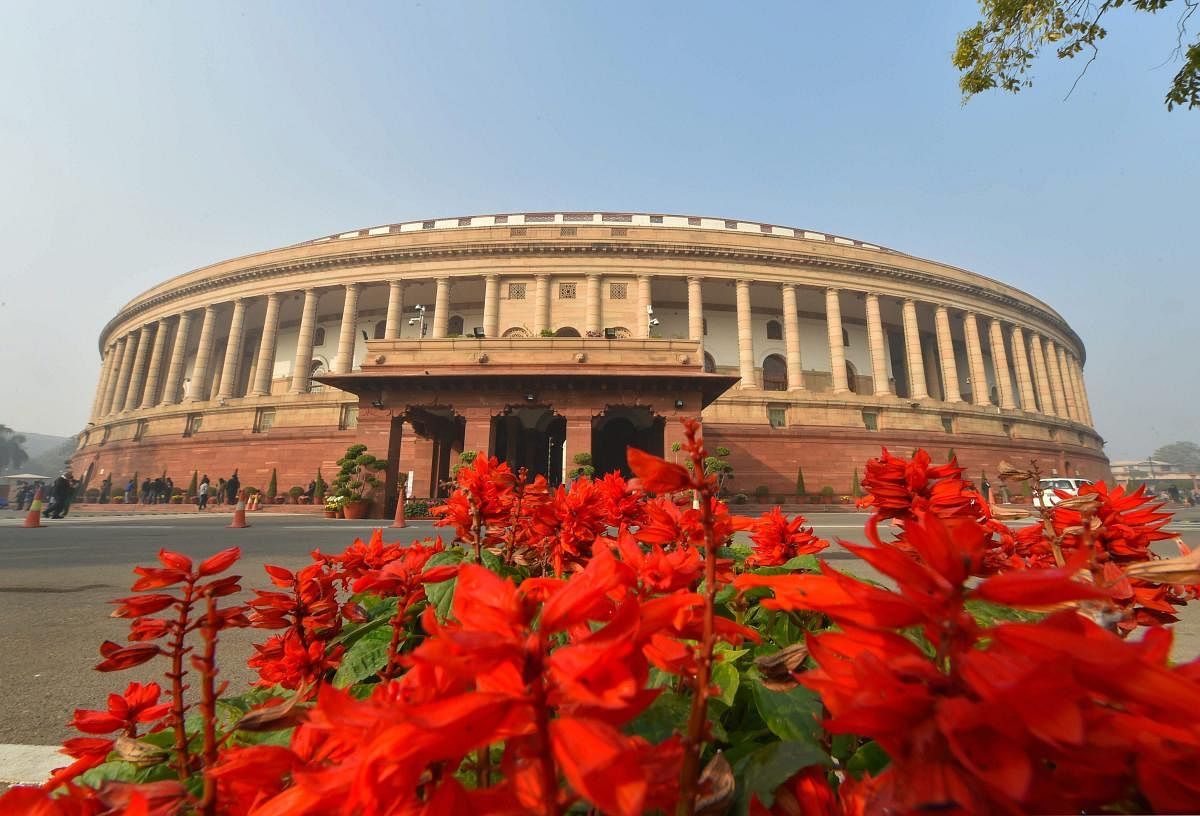 New Delhi: Flowers blossom at Parliament house during the ongoing Winter Session of Parliament, in New Delhi, Tuesday, Jan 8, 2019. Credit: PTI Photo