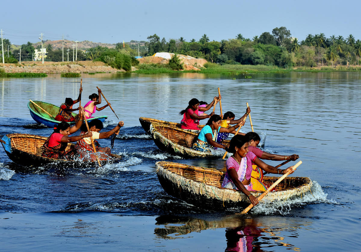 A regatta on Kamalapur lake, Hampi.