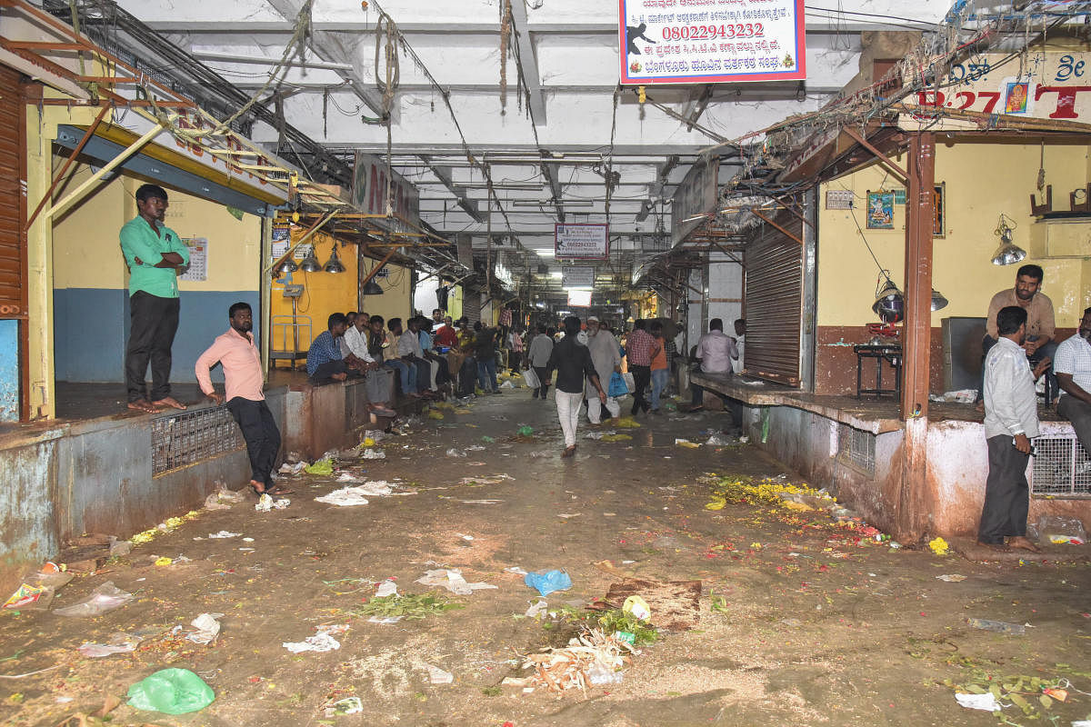 The flower market after the encroachments were removed. DH PHOTO/S K DINESH