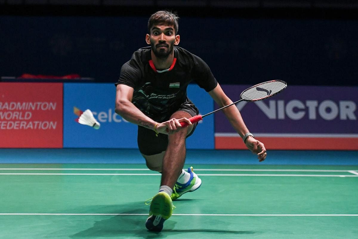 India's Kidambi Srikanth hits a return against Thailand's Khosit Phetpradab during their men's singles match at the Malaysia Open badminton tournament in Kuala Lumpur on April 4, 2019. Credit: AFP