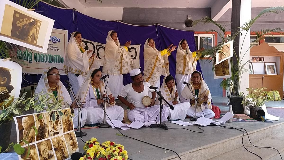 A troupe of artistes from Vadakara (Kerala) performing Mapilla Ramayana in Ragi Kana, Bengaluru.