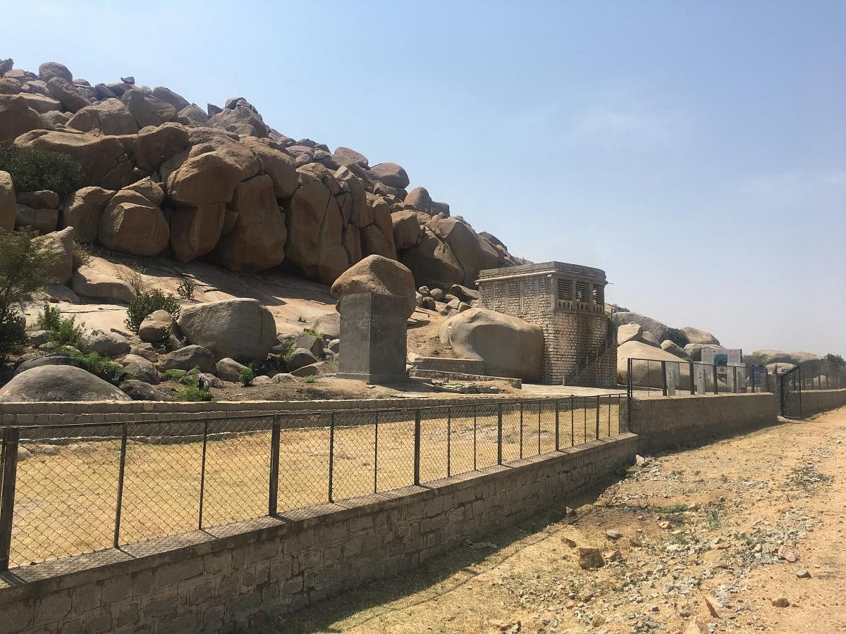 Historical: The archaeological site at Brahmagiri in Chitradurga district; close-up of the Ashokan edict ; the inscription’s meaning in English. photos by author