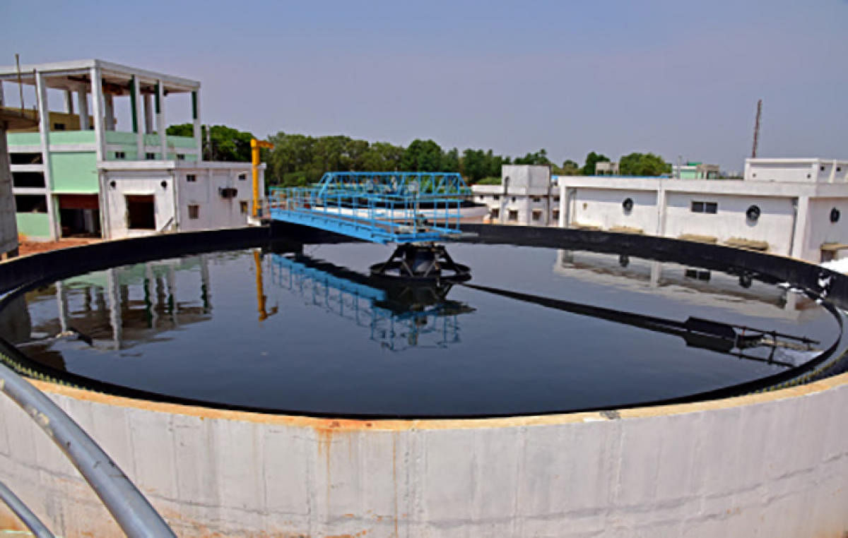 Waste water let into the sewage treatment plant in Bellandur; a view of the treatment plant. dh photos/s k dinesh