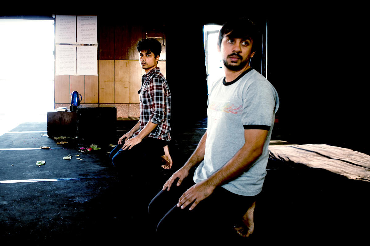 Prepping time Actors Rushab Kamdar and Gandharv Dewan in‘Those Left Behind Things’.