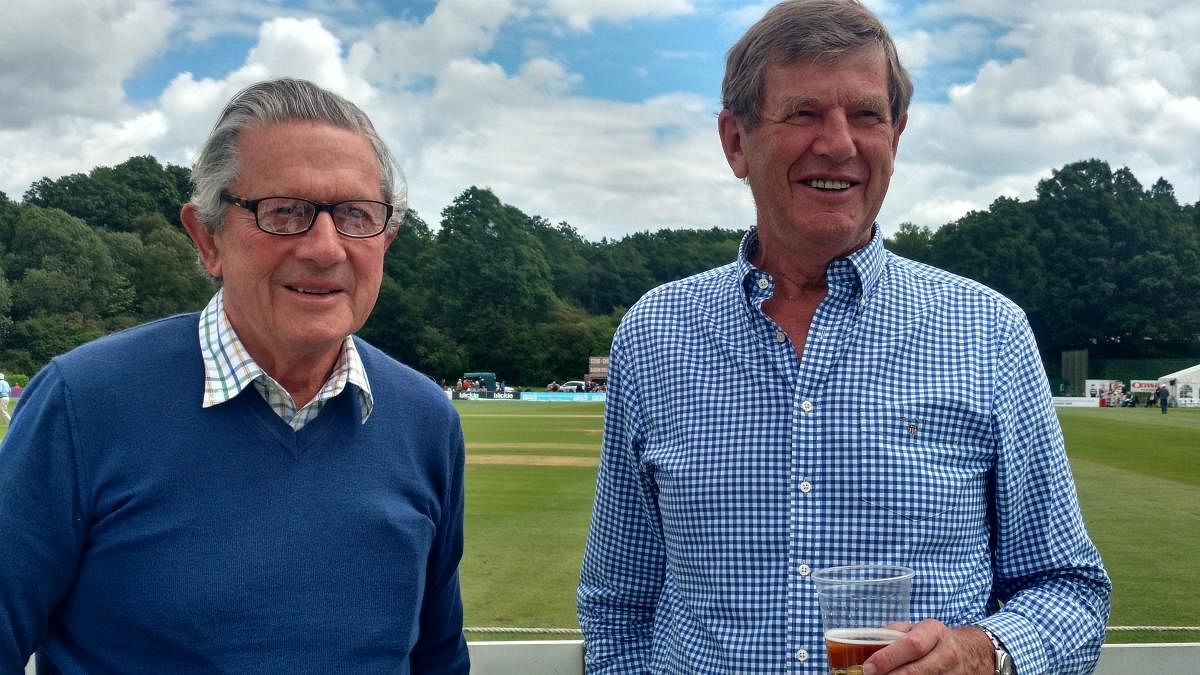Bruce Standring (left) watched Kapil’s innings along with his daughter while Carl Openshaw, president of TWCC, has fond memories of that match that wasn’t televised. DH PHOTO/MADHU JAWALI