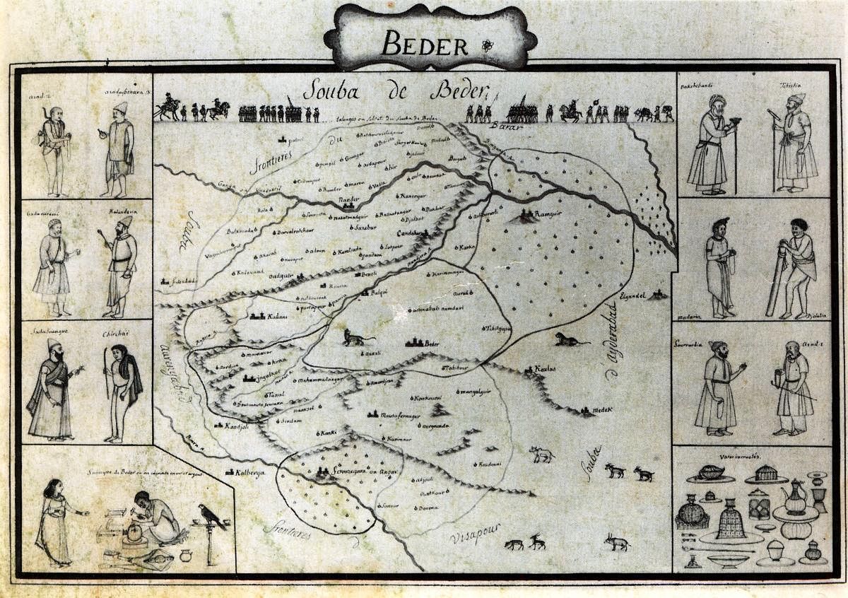 A map of Bidar created in 1770 AD