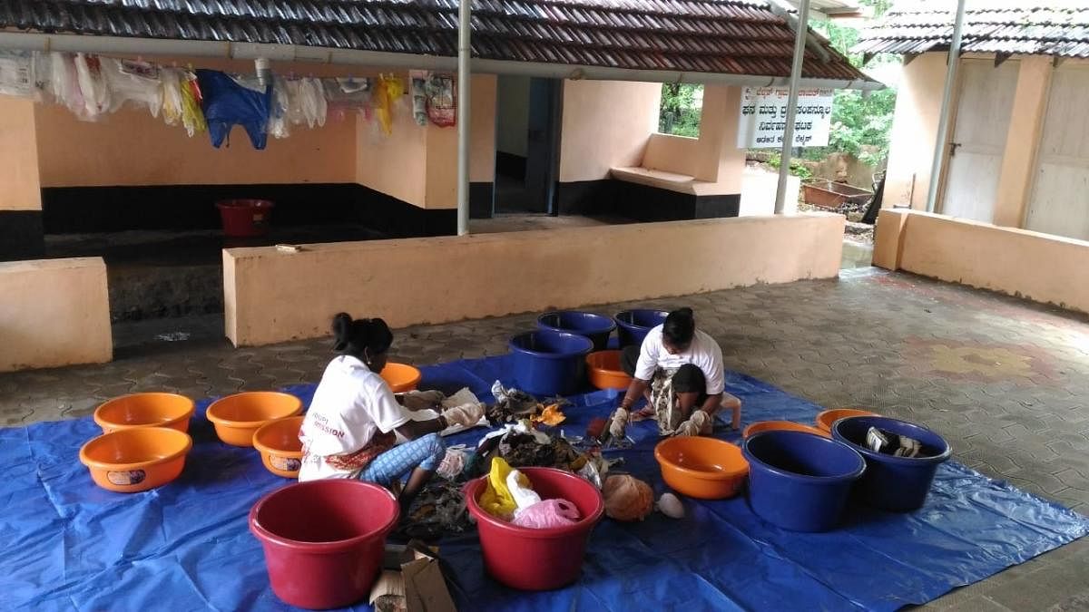 Solid and Liquid Resource Management (SLRM) units have been set up in some gram panchayats of Udupi district. The wet waste collected is composted and the dry waste is segregated and recycled.