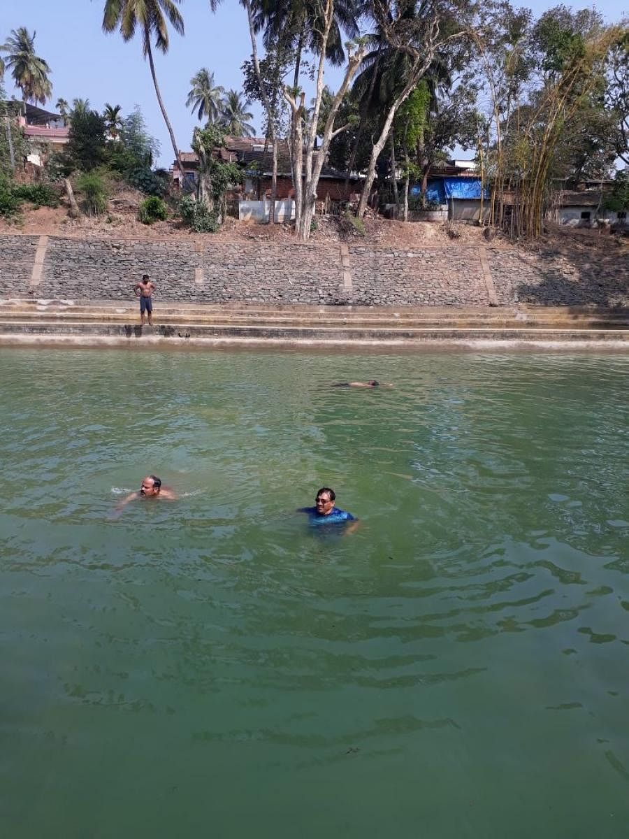 After Shankara honda was cleaned, people now swim here.